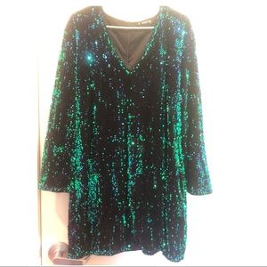 Shein Plus V Neck Sequin Dress
